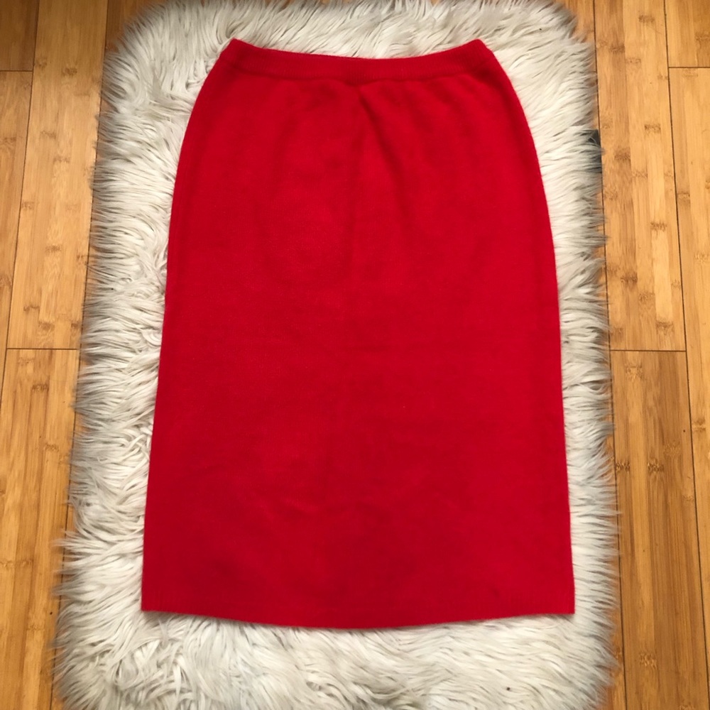 Vintage Richard & Co Lambswool Rabbit Hair Lightweight Red Knit Pencil Skirt S